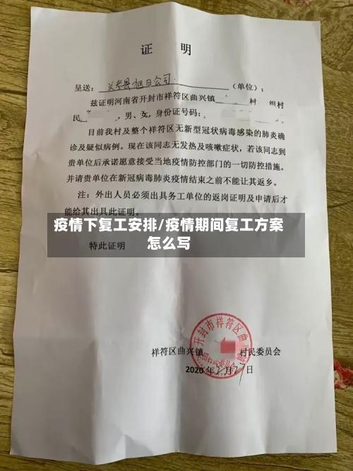 疫情下复工安排/疫情期间复工方案怎么写